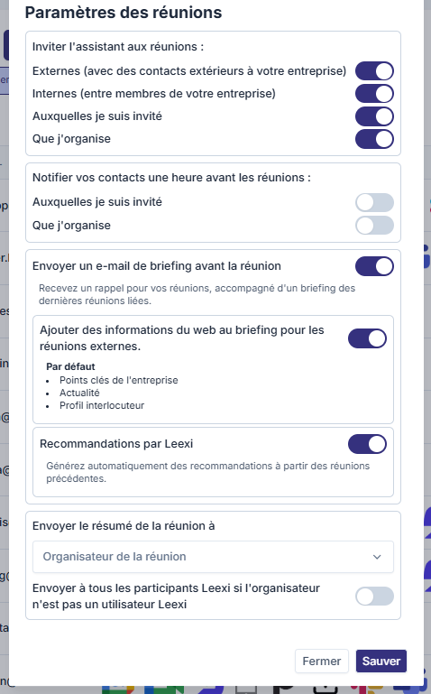 Paramètres d'équipe