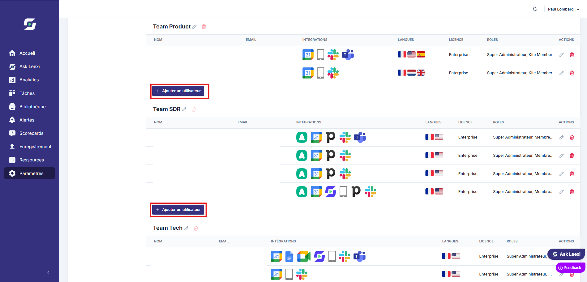 Sélection d'équipe