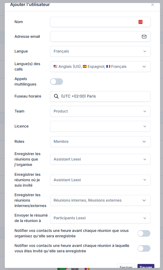 Ajout d'utilisateur