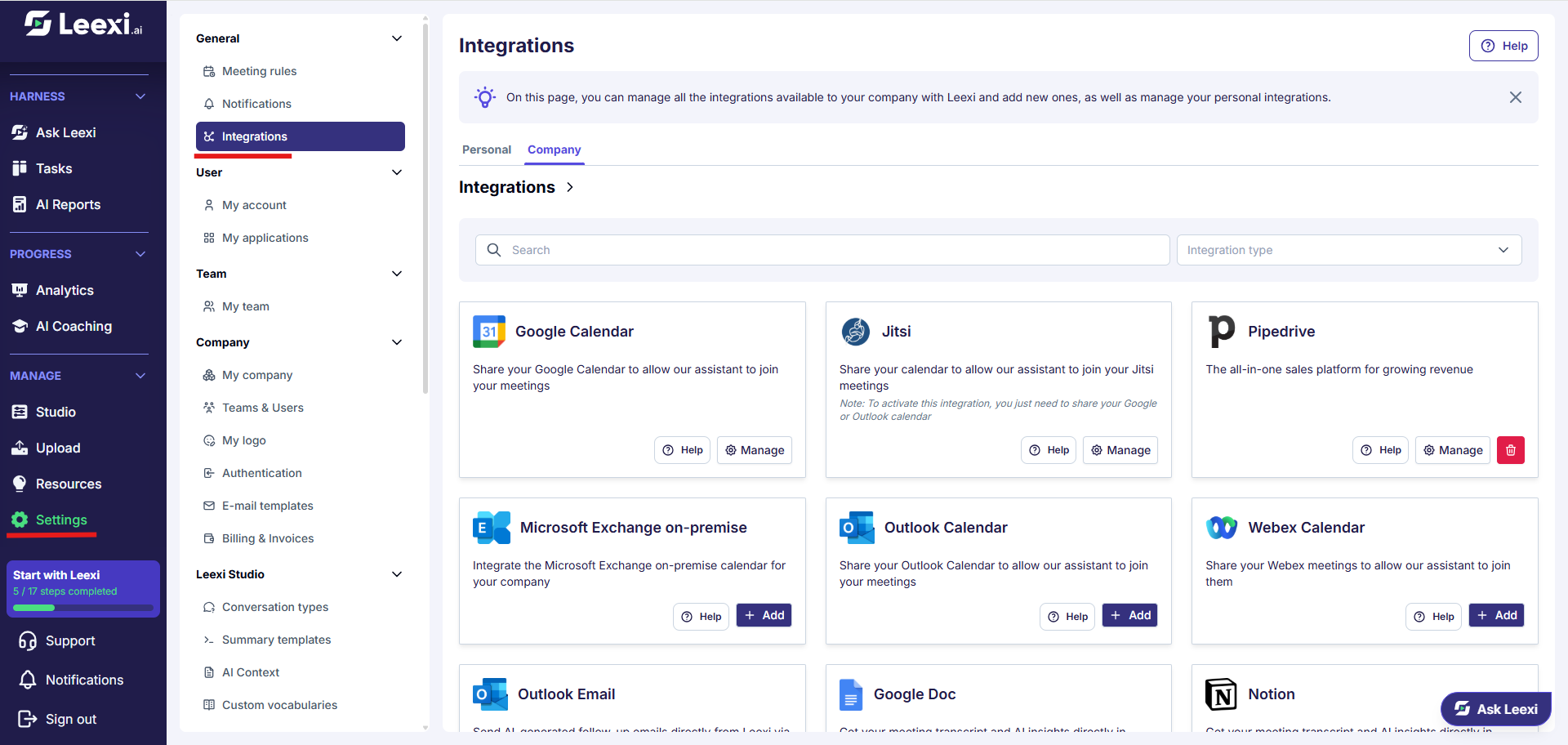 Integrations-page
