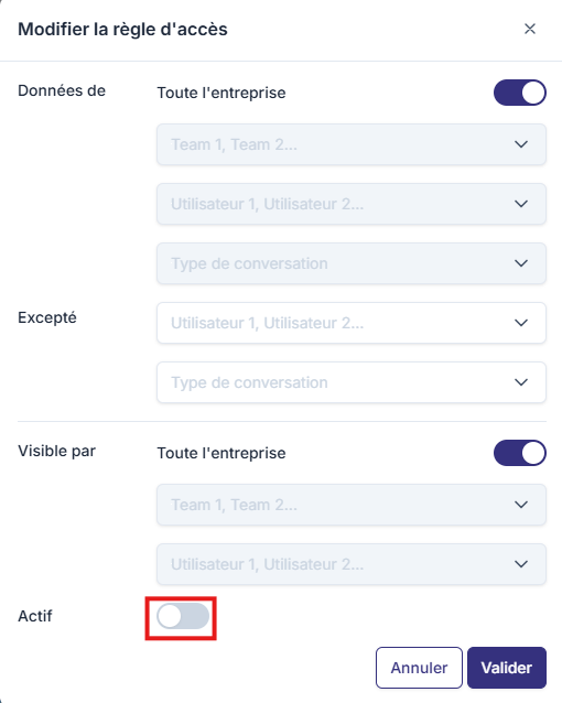 Désactiver ou supprimer une règle