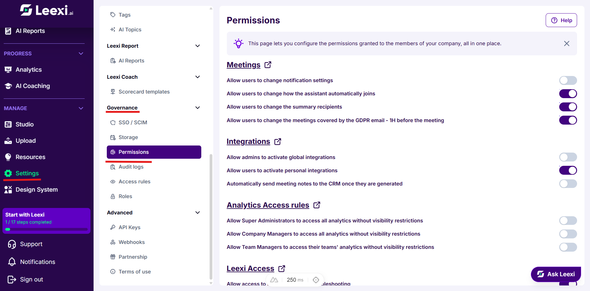 Permissions-page