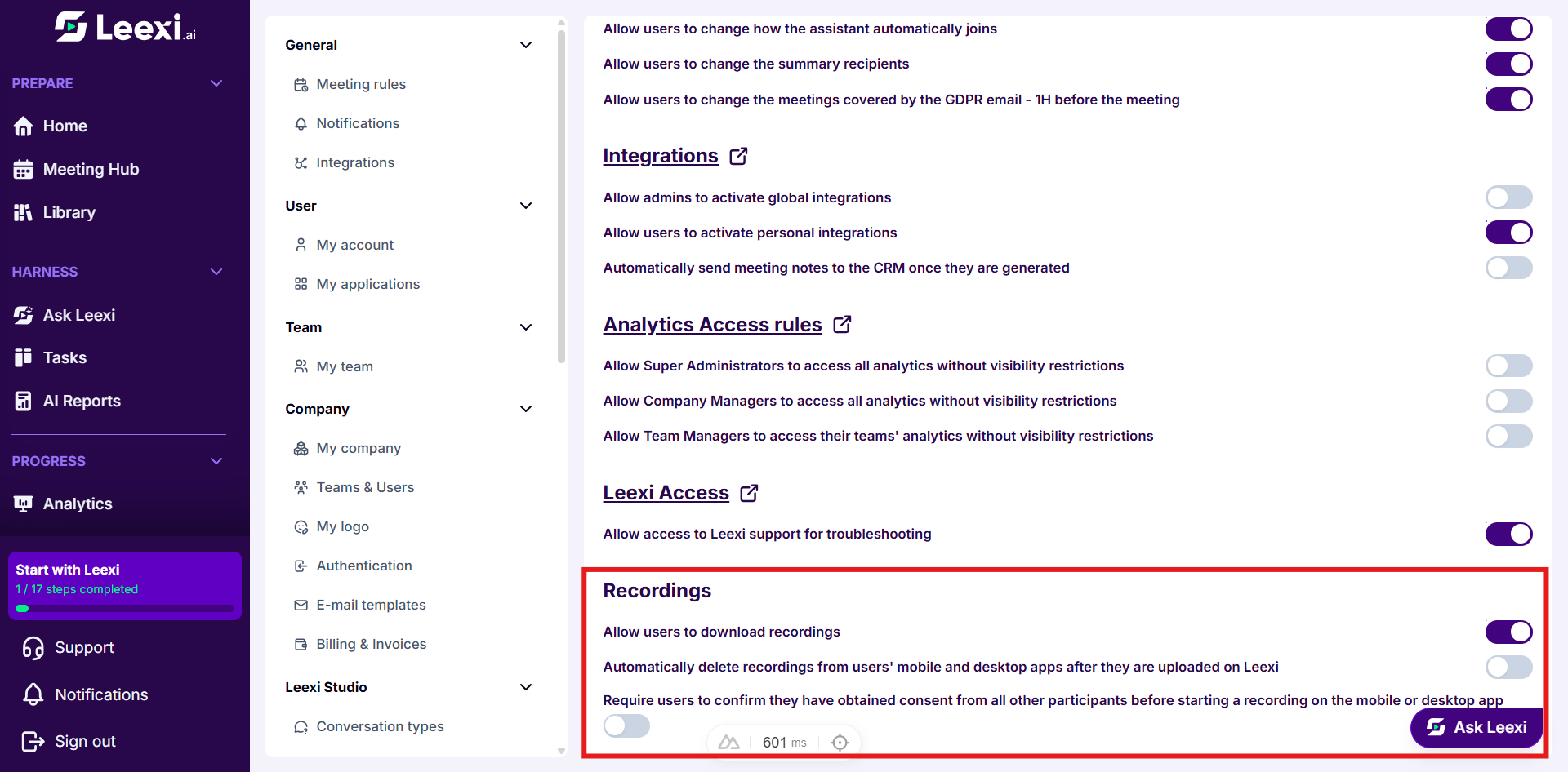 Recordings-permissions