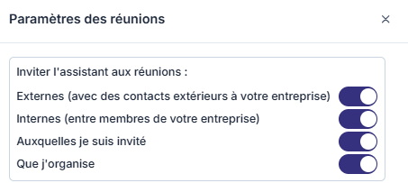 Paramètres de réunion