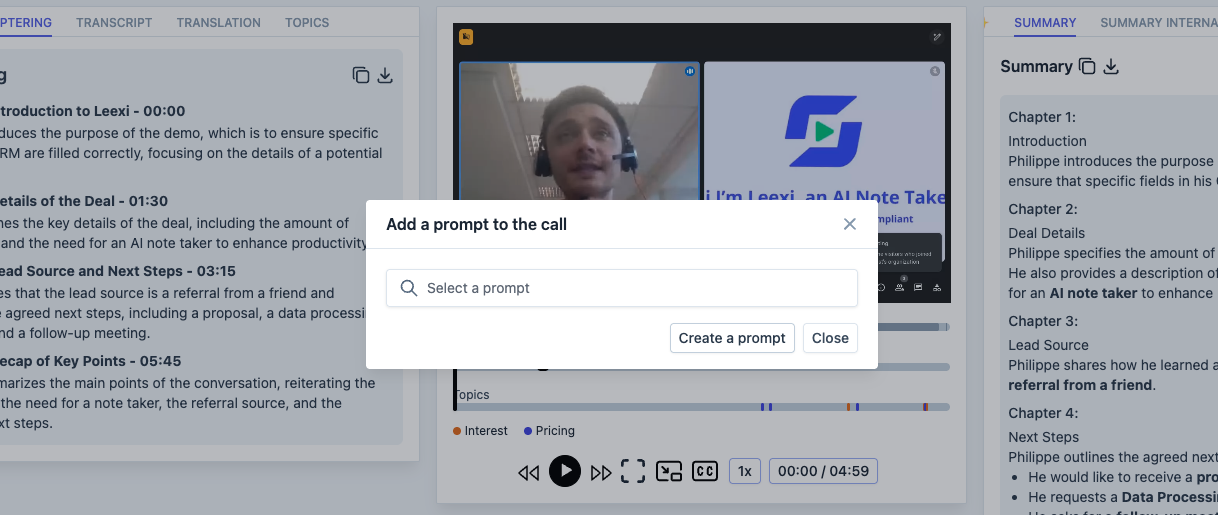 Bouton + prompt