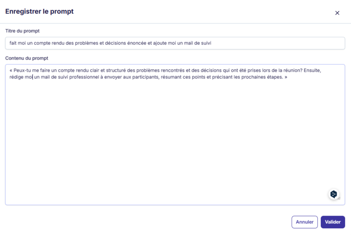 Valider le favori
