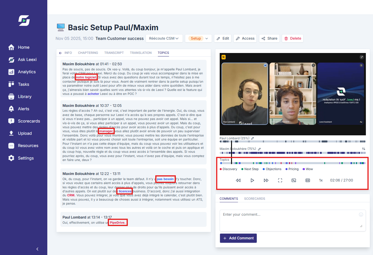 Configuration du topic