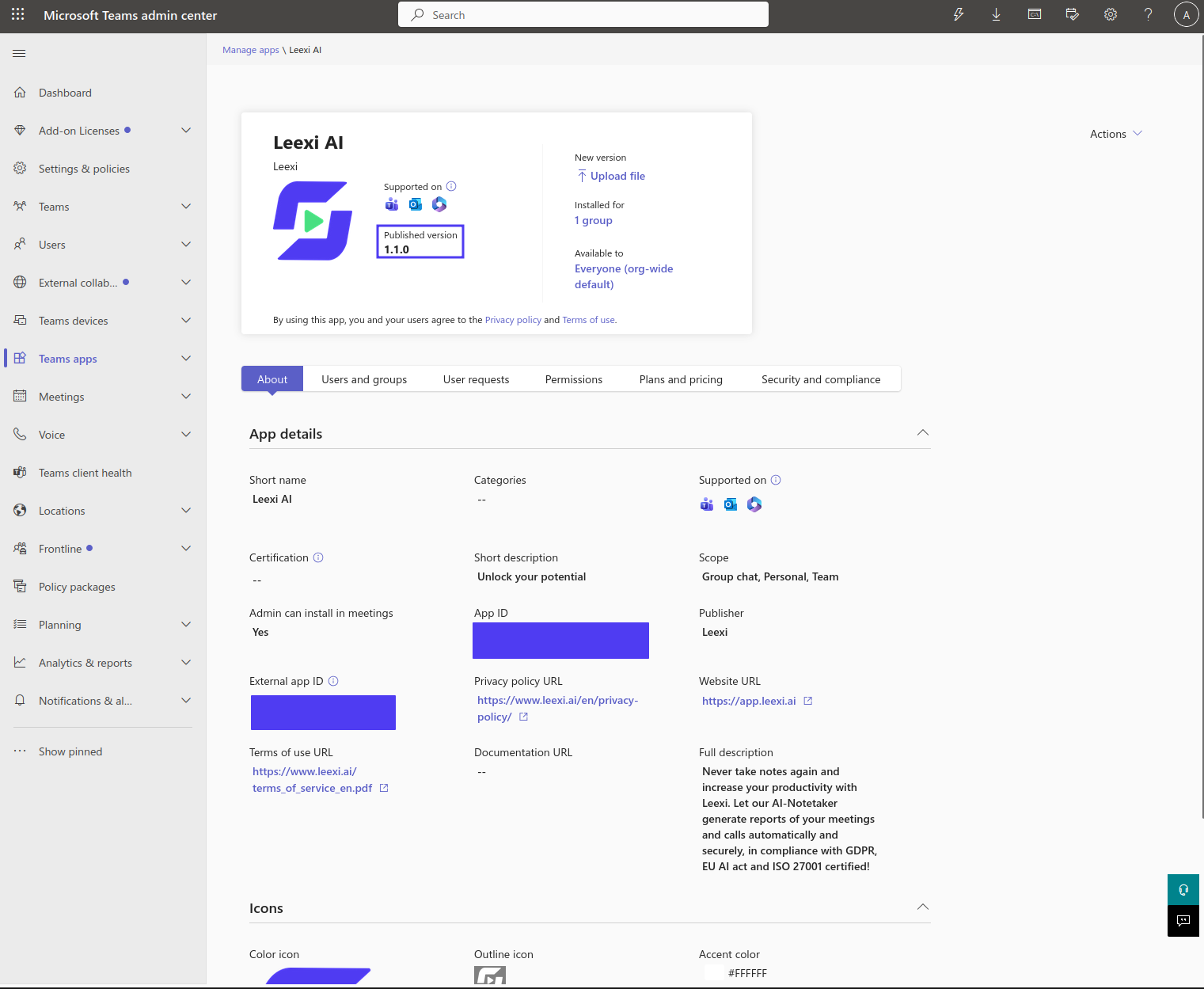 Version publiée après rechargement de la page