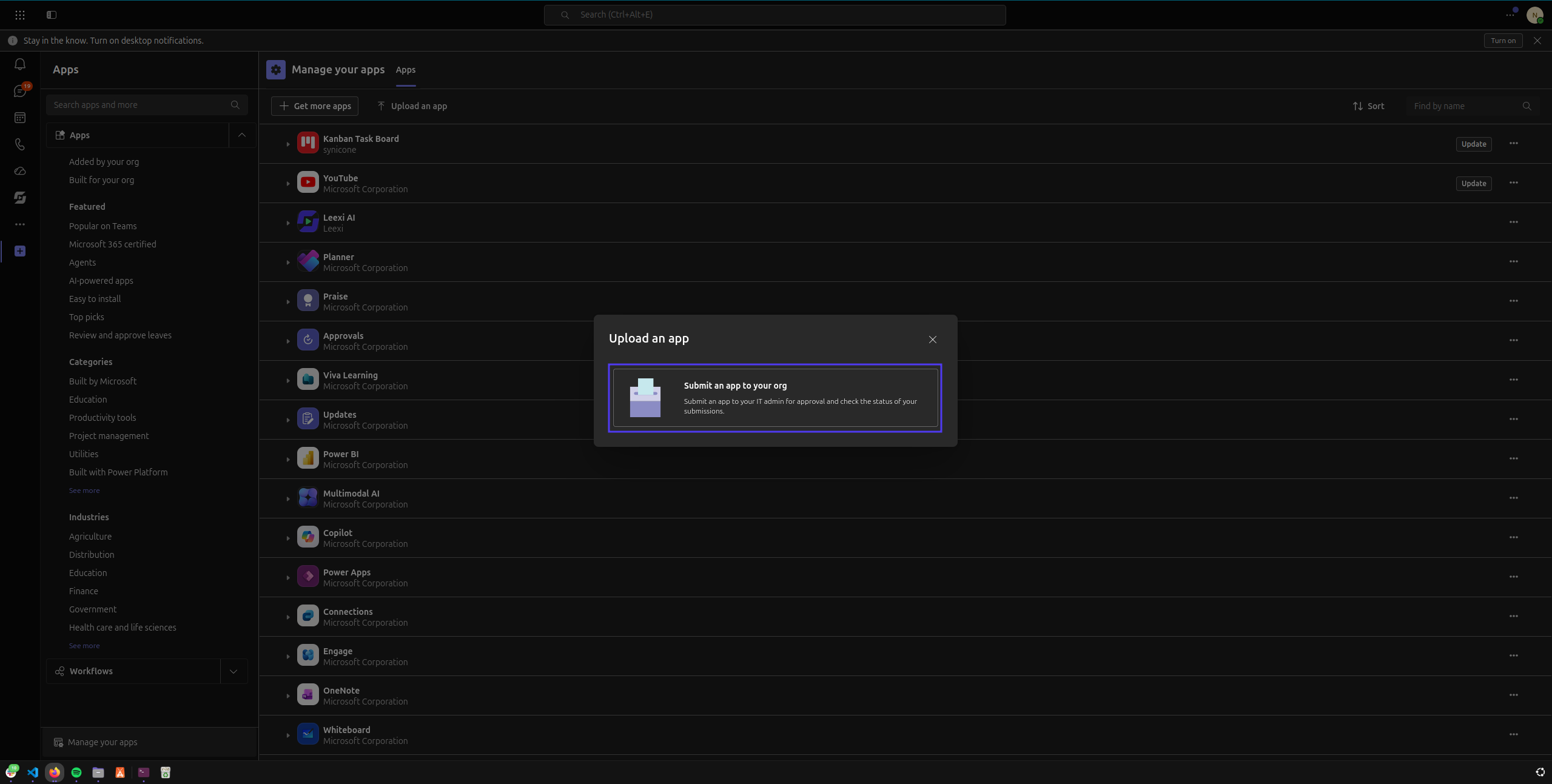 Soumettre une application à votre organisation