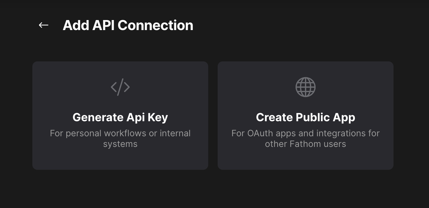 Bouton Generate Api Key dans Fathom
