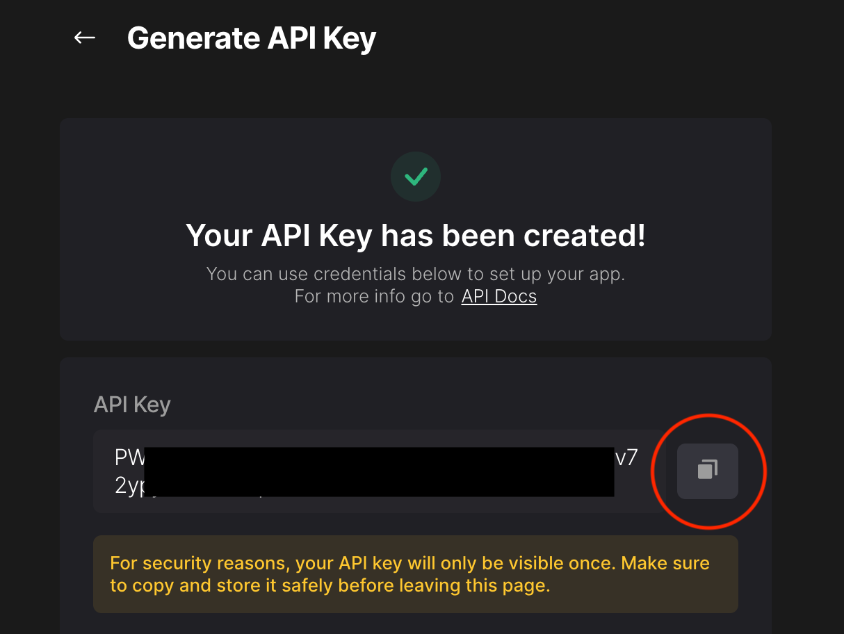 Clé API Fathom affichée une seule fois