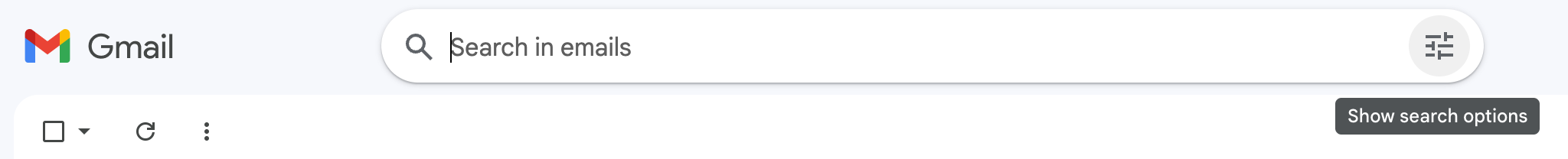 Champ de recherche Gmail avec les options de recherche