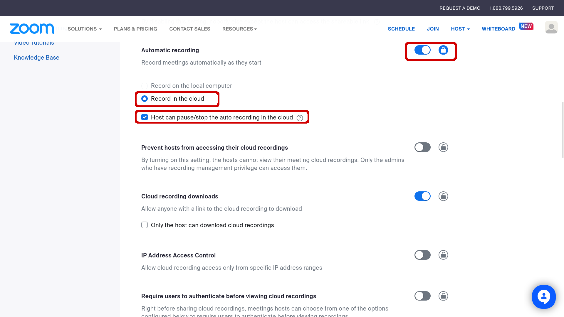 Enregistrement automatique activé dans Zoom