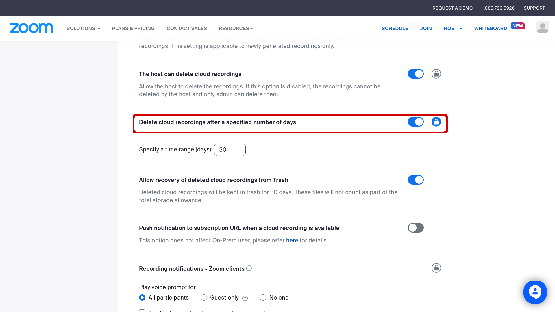Suppression automatique des enregistrements cloud après 30 jours