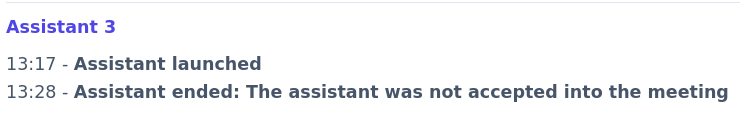 Raison de fin : assistant non accepté