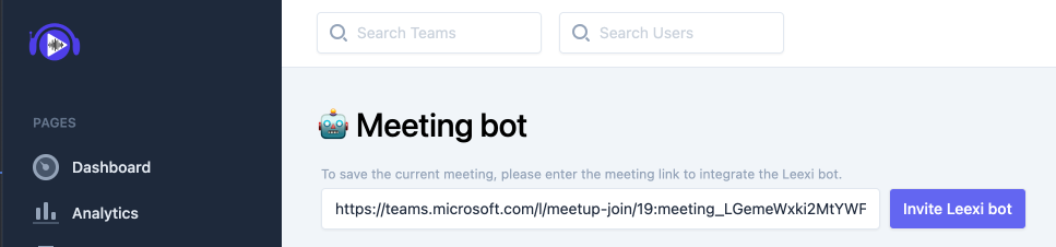Bouton Inviter le bot Leexi
