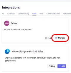 Liaison des utilisateurs Leexi et Odoo