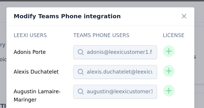 Intégration Teams Phone dans les paramètres Leexi