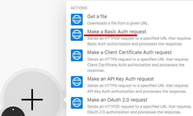 Sélection du type Basic Auth Request