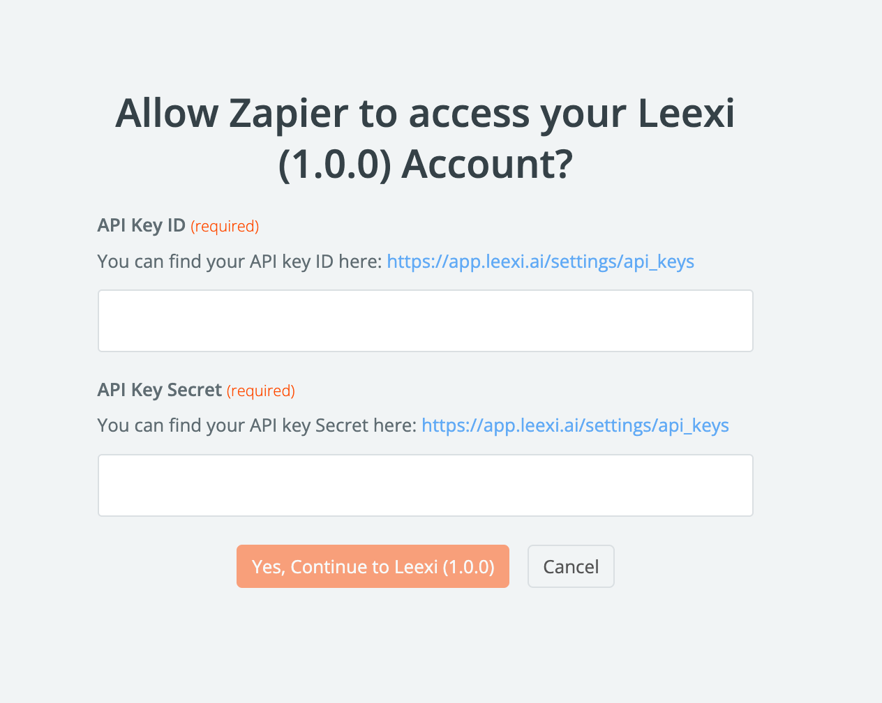 Connexion du compte Leexi avec la clé API
