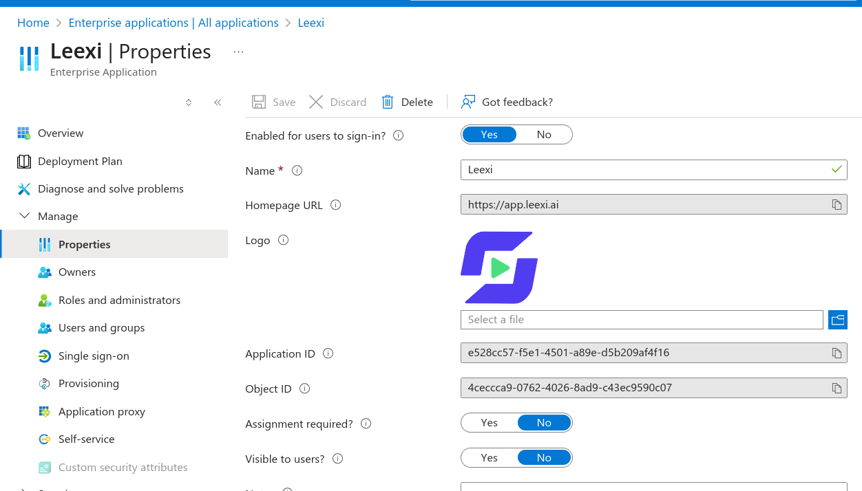 Propriété Affectation requise réglée sur Non dans Azure